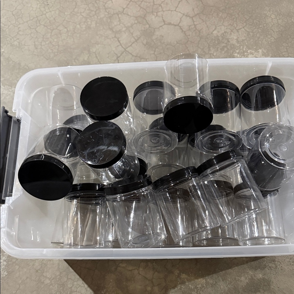Clear Plastic Jars with Black Lids